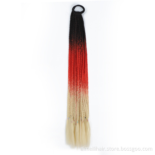 Wholesale Price Wig 24Inch12Roots Three And Four Colors Mixed Colors Crochet Braided Rubber Band Braids Ponytail Hair Extensions